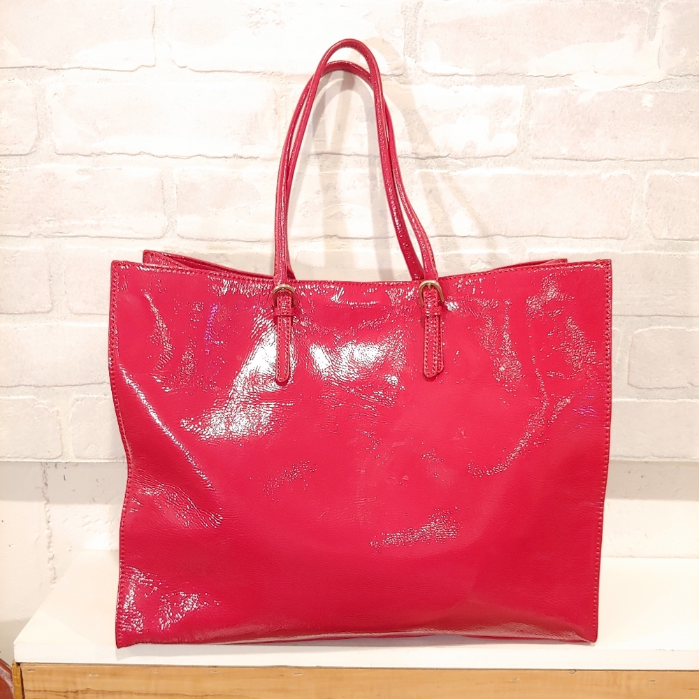TALBOTS Red Patent Leather Tote Bag - Fits Laptop